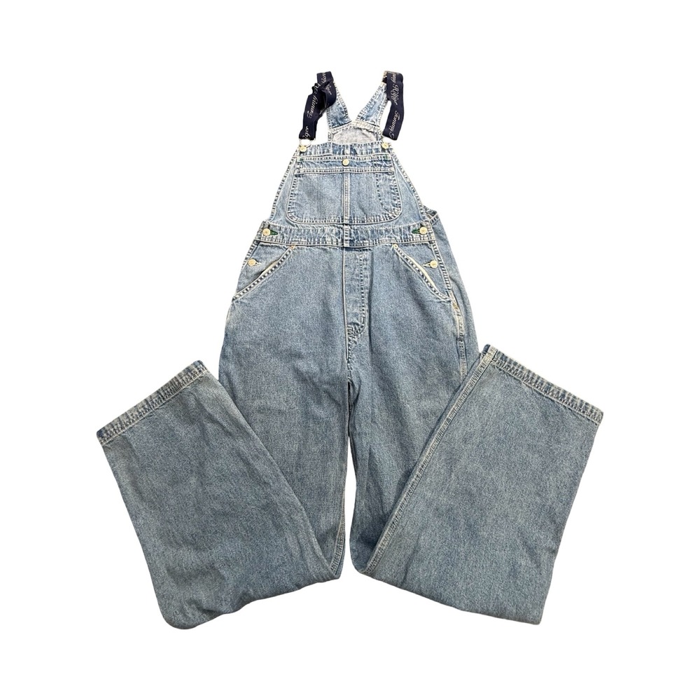 Tommy Hilfiger Overalls Womens S Light Wash Denim Wide Leg 90s Cotton Streetwear